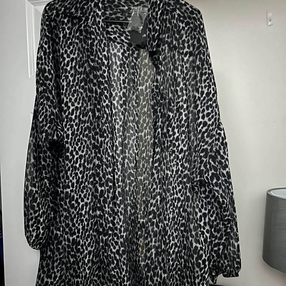 Leopard Print Sheer Blouse